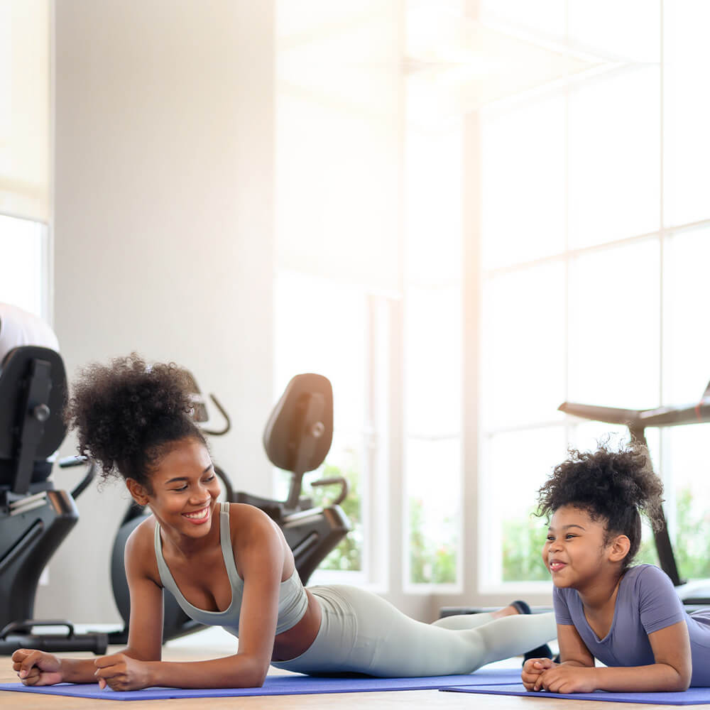 mother and daughter in activewear